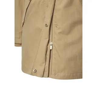 Outdoorjacke FRENCH CONNECTION, Damen, Gr. S (36/38), beige, Web, Obermaterial: 100% Baumwolle. Futter: 85% Polyester, 15% Baumwolle. Ärmelfutter: 100% Polyester, unifarben, figurumspielend ca. Mitte Oberschenkel, mit Druckknopf, Jacken Outdoorjacke, Saumschlitz mit Druckknöpfen auf der Rückseite