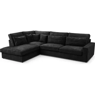 MEBLITO Sofa Big Sofa Ecksofa Satia Mini L Form Funktionssofa Wohnlandschaft Design Couch Seite Links Dunkelgrau (Palladium 19) - Dunkelgrau