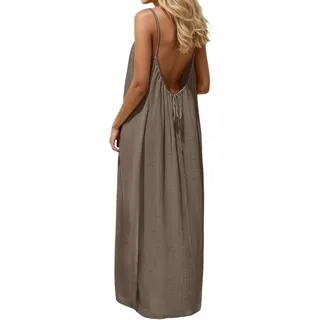 Sommerkleid Damen Leicht und Luftig Lang Sommerkleider Sommer Sexy Rückenfreies Kleid Neckholder Kleider Boho Maxikleid Strandkleider Freizeitkleider Summer Dresses for Women