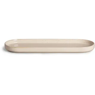 Möve Aura Tablett 35 x 12 x 2 cm aus Keramik, Creme