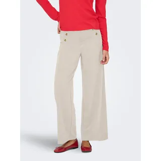 Anzughose ONLY "ONLTILDA LIFE 6-BUTTON PANTS JRS NOOS", Damen, Gr. XS, Länge 32, chateau gray detail:gold buttons, Jersey, Obermaterial: 95% Polyester, 5% Elasthan, unifarben, regular fit lang, Hosen Anzughose