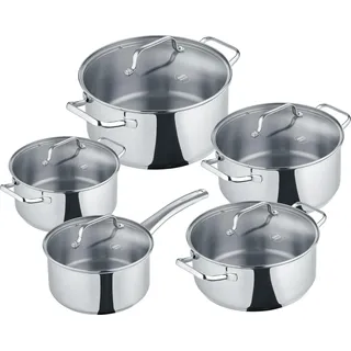 Berndes b.urban Edelstahl Topfset 5-teilig mit Glasdeckeln, Kochtöpfe 16/20/24, Bratentopf, Stieltopf