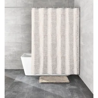 KLEINE WOLKE Duschvorhang Linja 180 x 200 cm beige/braun Wolke