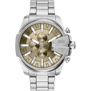 Diesel Mega Chief Slim Herren 48MM Silberfarbene Edelstahl Uhr, DZ4702