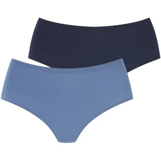 LASCANA High-Waist-String "Superstretch" 2er-Pack, nahtlose Verarbeitung, leichte Mikrofaserqualität, navy, blau