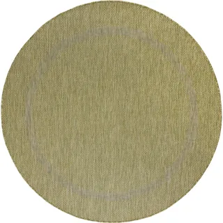 Carpetsale24 In- & Outdoor Teppich - Wetterfestes Flachgewebe in Sisal-Optik mit Bordüre, Küchenteppich, Terrasse, Wohnzimmer & mehr, Grösse: 160 cm Rund - Grün