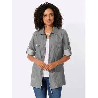 Blusenjacke CASUAL LOOKS, Damen, Gr. 44, grau (light grau, denim), 100% Baumwolle, Jacken Blusenjacke