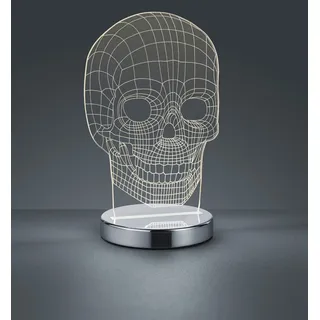 REALITY Leuchten LED Tischleuchte "Skull" LED-Board 1 Stk. Farbwechsler Tischlampe, Totenkopf Design, Acrylplatte, Lichtfarbe einstellbar, chromfarben