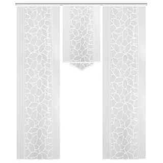 HOME WOHNIDEEN Schiebegardine »JENNA« Klettband 3 Stk. tlg. Schiebevorhang Jacquard Set, weiß