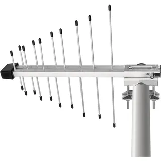 EMOS - DVB-T2 Antenne mit Verstärker - für Außen - Aktive Antenne Village - 0-100 km Fernempfang - Integrierter LTE/4G/5G-Filter - Für DVB-T/DVB-T2 Receiver und Fernseher