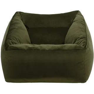I.C.O.N. icon Sitzsack Sessel für Erwachsene, Olivgrün, Flauschiger Samtstoff, Riesen Sitzsack Samt mit Füllung, Bean Bag Chair, Bequemer Sessel, Wohnzimmer, Lounge, Schlafzimmer, Büro