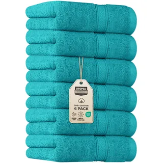 Utopia Towels - Handtücher Set aus Baumwolle - 100% Baumwolle ultraweich und sehr saugfähig, 41x71 cm - 6er Pack (Türkis)