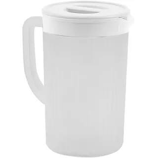 Kunststoffkrug mit Großem Fassungsvermögen und Deckel, 2,7 L Saft, Milch, Kaltkaraffe und Eisteekrug, Einfacher, Modischer Wasserkrug für den Täglichen Trinkbedarf zu Hause (Weiss)