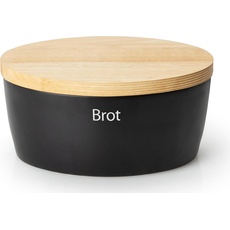 Bild Brottopf mit Holzdeckel oval 27 cm matt schwarz