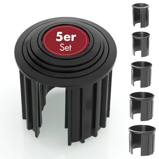 Doppler Reduziereinsätze für Granit Sonnenschirmständer Reduzierringe 5er Set 52/48/38/32/25 mm, schwarz,