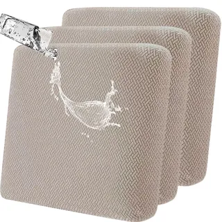 Stretch Sitzkissen Sofabezug Rutschfest Sitzkissenbezüge: 3 Stück moderne Couchkissenbezug wasserabweisende Gartenkissen weiche Couchkissen Schonbezüge geeignet für Sessel, Sofasitzbezug (Khaki)