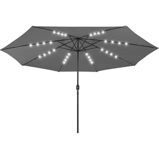 vidaXL Sonnenschirm mit LED-Beleuchtung 400 cm Anthrazit - Grau