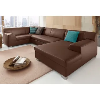 DOMO collection Wohnlandschaft Kunstleder U-Form 3-Sitzer Braun
