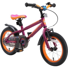 BIKESTAR Kinderfahrrad 14 Zoll für Mädchen und Jungen ab 4 Jahre | Kinderrad Urban Jungle | Fahrrad für Kinder Berry & Orange