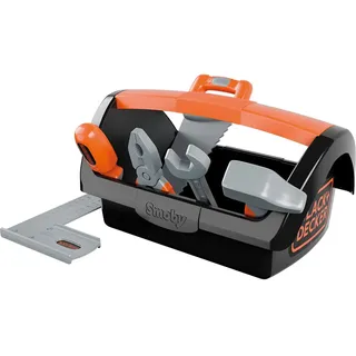 Smoby – Black+Decker Spielzeug-Werkzeugkiste – Koffer mit 6 Werkzeugen wie Hammer, Säge, Schraubenzieher – für Kinder ab 3 Jahren