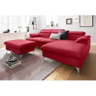 COTTA Polstergarnitur »Caluso«, (2 tlg.), Set: bestehend aus Ecksofa, Hocker, Ecksofa inkl. Kopfteilverstellung, rot