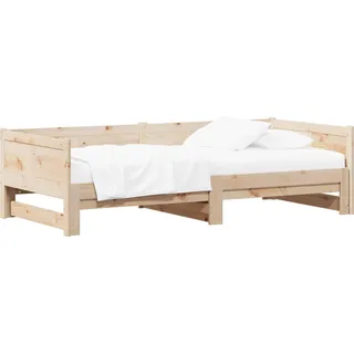 vidaXL Ausziehbares Tagesbett Natur 180 x 200 cm Massives Kiefernholz - Braun