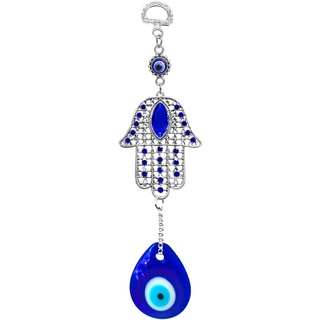 Peili Blauer Evil Eye Wandbehang Anhänger Dekor, türkisches Nazar Böse Augen Amulett Raumdekoration für Hausschutz (Hamsa)