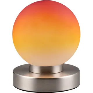 Tischlampe - Nickelfarben matt - Orange - Metall - Glas - H 15 cm - Touchfunktion - Orange