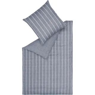 Esprit Bettwäsche »Harp Stripe in Gr. 135x200, 155x220 oder 200x200 cm« 2 Stk., tlg. Bettwäsche aus Baumwolle, gestreifte Bettwäsche mit Wendeoptik grau