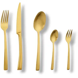 ECHTWERK Tafelbesteck Avelino, Gold Edition, 20-teilig, Essbesteck für bis zu 4 Personen, Edelstahl 18/10, mattiert, Hochwertiges Besteck Set, für Esstisch, Tischdeko für Hochzeiten & Festtafel