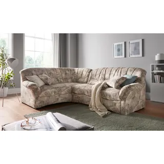 DOMO collection Ecksofa »Bahia L-Form, B/T: 256/200 cm, belastbar bis 140kg/Sitz, mit Federkern« Microfaser MELROSE®, mocca DOMO collection grün
