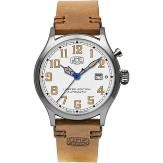 UMF Ruhla Automatik Herrenuhr mit Sprungdeckel, braunes Horween Lederband 1256-1 - Limited Edition - Germany
