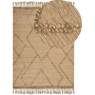 Beliani Teppich geflochten Beige 200/300 cm Handere , Naturmaterialen , Rechteckig , 200x300 cm , Teppiche und Böden, Teppiche, Webteppiche