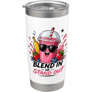 Blend In Or Stand Out Smoothie Fruits Zitat Doppelwandiger Edelstahl-Thermobecher