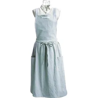 Bib-Schürze, Baumwoll-Leinen, Minimalistisches Design, hellblau