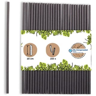 GREENBOX Papier Trinkhalme 20 cm Strohhalm 5 mm Ø I Trinkhalm biologisch abbaubar I schwarze Strohhalme vertikal gerollt I Party Trinkhalme für Cocktails I Papierstrohhalme 250 Stück