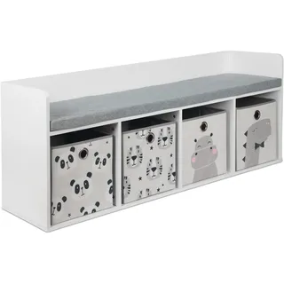 Relaxdays Kinderbank mit Stauraum 54 x 142 x 32 cm grau/weiß