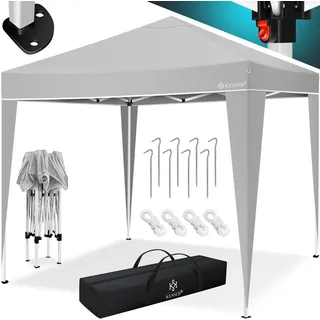 KESSER® Pavillon 3x3m | wasserdicht | inkl. Tragetasche mit Rollen| Pop-Up Klicksystem | UV-Schutz 50+ | Faltpavillon | Gartenzelt | Partyzelt | Metall-Verstrebungen - Grau