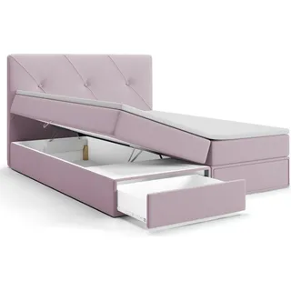Boxspringbett mit Bettkästen BONI Bett mit Stauraum Schubladen Topper Kopfteil (160 x 200 cm, Rosa - SWING 13) - Rosa