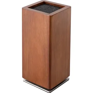 Messerblock - Magnetischer Messerhalter - 360° Drehbar, Mit Borsteneinsatz, Ohne Messer, 11×11×24,6 cm - Braun