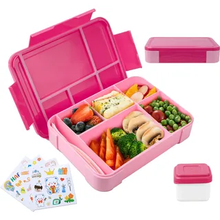 Aitsite Brotdose Kinder Mit Fächern, Lunchbox Kinder, Bento Box Kinder, Brotdose Kindergarten, Personalisierte Kinder Brotdose Mit Fächern, Geeignet für Schule und Picknick (Rose)