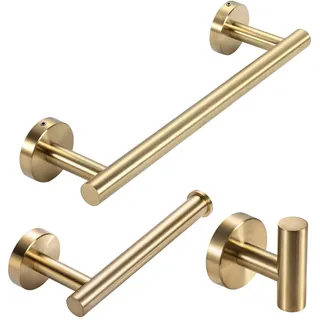 YUET Toilettenpapierhalter Handtuchhaken Gold Unterputz 3-teilig Set SUS 304 Edelstahl Handtuchhalter Stangen Wand Wandmontage Badezimmer Handtuchstange Badetuchhalter Badezimmerzubehör Bad WC Küche
