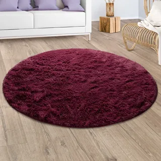 Paco Home Hochflor-Teppich »Silky 591« rund 37 mm Höhe Uni Farben, besonders weich und kuschelig, lila