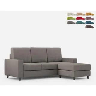 3-Sitzer Sofa mit Pouf, 208 cm, Stoff, Wohnzimmer, Sakar 180P - Grau - Grau