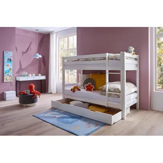 Linea Natura Bettschubkasten , Weiß , Holz, Holzwerkstoff , Buche , massiv , 90x200 cm , Schlafzimmer, Betten, Bettgestelle- Einzelteile, Bettkästen