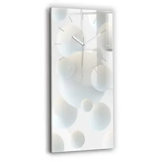 Wallfluent Wanduhr – Stilles Quarzuhrwerk - Uhr Dekoration Wohnzimmer Schlafzimmer Küche - Zifferblatt mit Strichen - weiße Zeiger - 30x60 cm - Bälle Abstraktion - Weiß