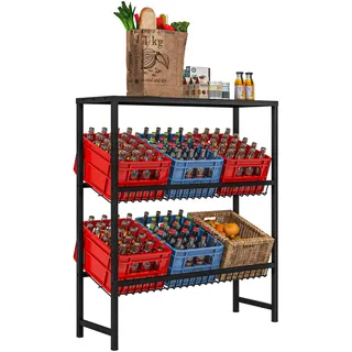 Homcom Getränkekistenregal 33 x 113,5 x 103,5 cm Schwarz