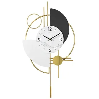 Homary Moderne, dekorative große Wanduhren für Wohnzimmer, 3D-Wanduhr, goldfarbenes Pendel, geometrisch, stumm, Metall, Digitale Heimuhr, 41,5 cm