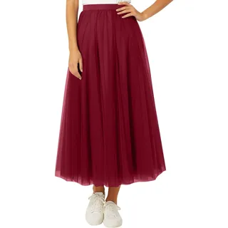 Generisch 2026 Tüllrock Damen A Linie Elastischer Hoher Bund Mesh Saum Prinzessin Langer Rock Einfarbig Röcke Maxiröcke Elegant Swing Unterrock Freizeitrock Hohe Taille Skirt