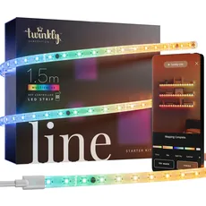 Twinkly Line Starter Kit 1,5m, Mehrfarbiger LED-Streifen, Kit mit Smart Controller, Kompatibel mit Home Kit, Alexa und Google Home, Gaming-Lichter, Über 16 Mio. Farben, App-Steuerung, Weißes Kabel